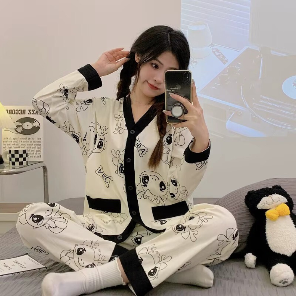 New V-Neck women's pajama 2-piece set